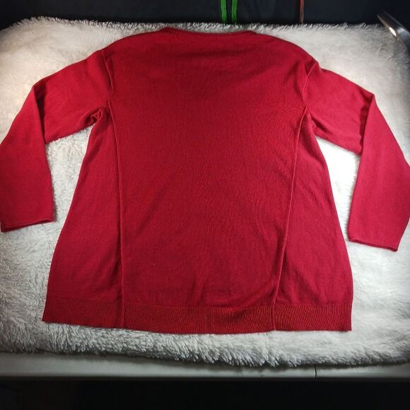 J. Jill Pure Jill Cotton Blend Front Pocket Red Sweater V-Neck Size Medium - Picture 10 of 11